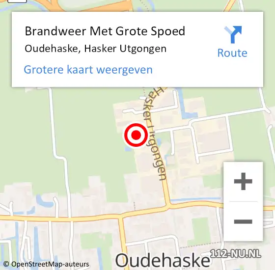 Locatie op kaart van de 112 melding: Brandweer Met Grote Spoed Naar Oudehaske, Hasker Utgongen op 18 juli 2021 11:14