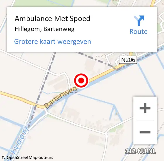 Locatie op kaart van de 112 melding: Ambulance Met Spoed Naar Hillegom, Bartenweg op 18 juli 2021 11:15