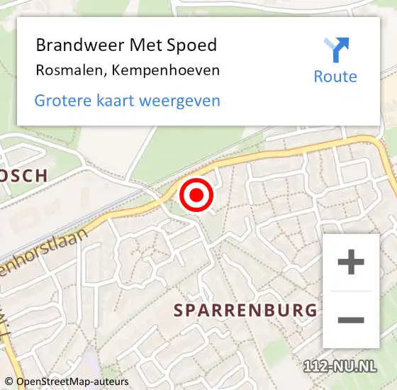 Locatie op kaart van de 112 melding: Brandweer Met Spoed Naar Rosmalen, Kempenhoeven op 18 juli 2021 11:21
