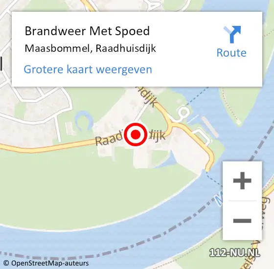 Locatie op kaart van de 112 melding: Brandweer Met Spoed Naar Maasbommel, Raadhuisdijk op 18 juli 2021 11:30