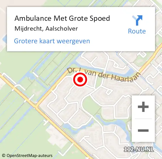 Locatie op kaart van de 112 melding: Ambulance Met Grote Spoed Naar Mijdrecht, Aalscholver op 18 juli 2021 11:49