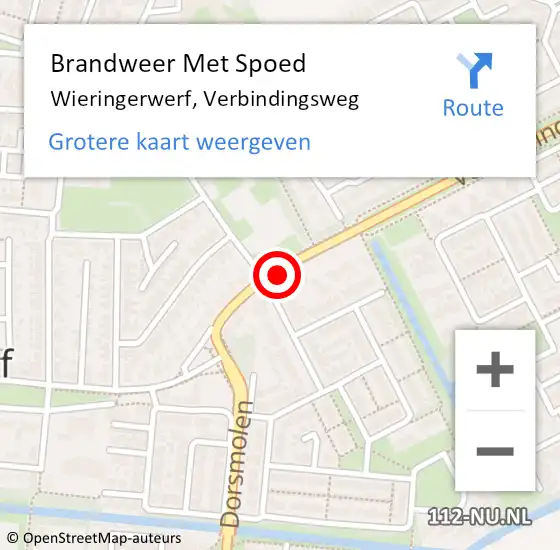 Locatie op kaart van de 112 melding: Brandweer Met Spoed Naar Wieringerwerf, Verbindingsweg op 18 juli 2021 12:23