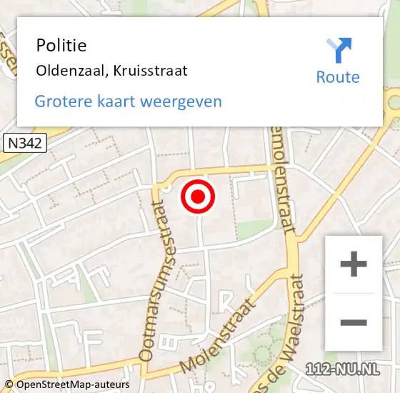 Locatie op kaart van de 112 melding: Politie Oldenzaal, Kruisstraat op 18 juli 2021 12:24