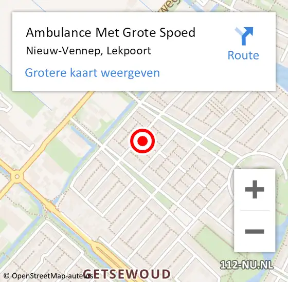 Locatie op kaart van de 112 melding: Ambulance Met Grote Spoed Naar Nieuw-Vennep, Lekpoort op 18 juli 2021 12:34