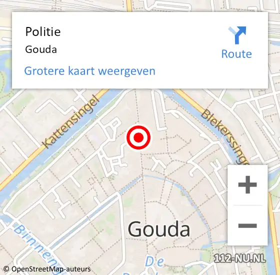 Locatie op kaart van de 112 melding: Politie Gouda op 18 juli 2021 12:47