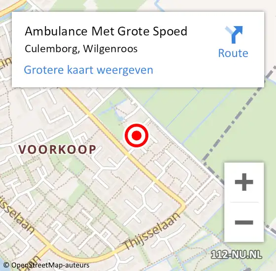 Locatie op kaart van de 112 melding: Ambulance Met Grote Spoed Naar Culemborg, Wilgenroos op 18 juli 2021 12:49