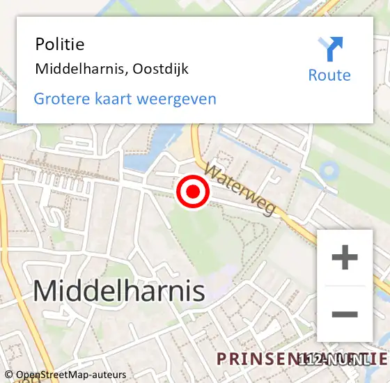 Locatie op kaart van de 112 melding: Politie Middelharnis, Oostdijk op 18 juli 2021 13:20