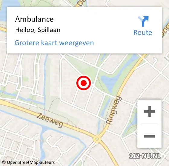 Locatie op kaart van de 112 melding: Ambulance Heiloo, Spillaan op 16 juni 2014 21:06