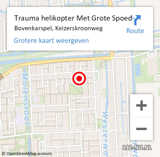 Locatie op kaart van de 112 melding: Trauma helikopter Met Grote Spoed Naar Bovenkarspel, Keizerskroonweg op 18 juli 2021 13:30