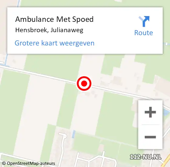 Locatie op kaart van de 112 melding: Ambulance Met Spoed Naar Hensbroek, Julianaweg op 18 juli 2021 13:41