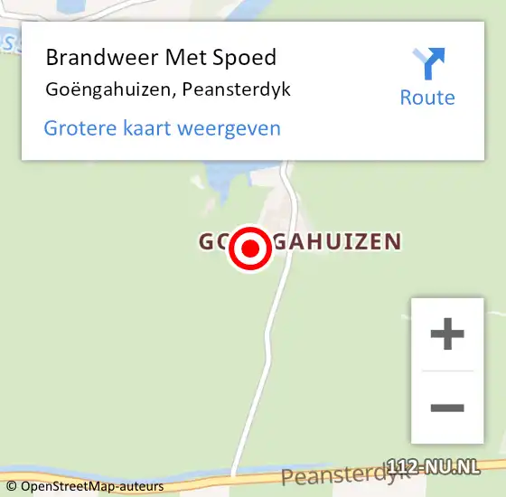 Locatie op kaart van de 112 melding: Brandweer Met Spoed Naar Goëngahuizen, Peansterdyk op 18 juli 2021 14:02