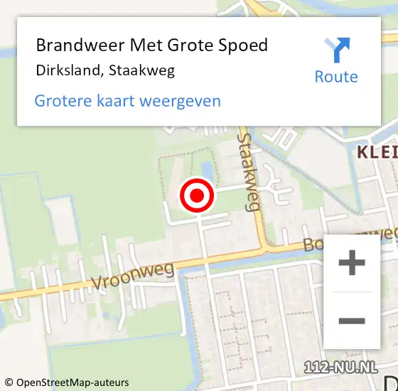 Locatie op kaart van de 112 melding: Brandweer Met Grote Spoed Naar Dirksland, Staakweg op 18 juli 2021 14:07