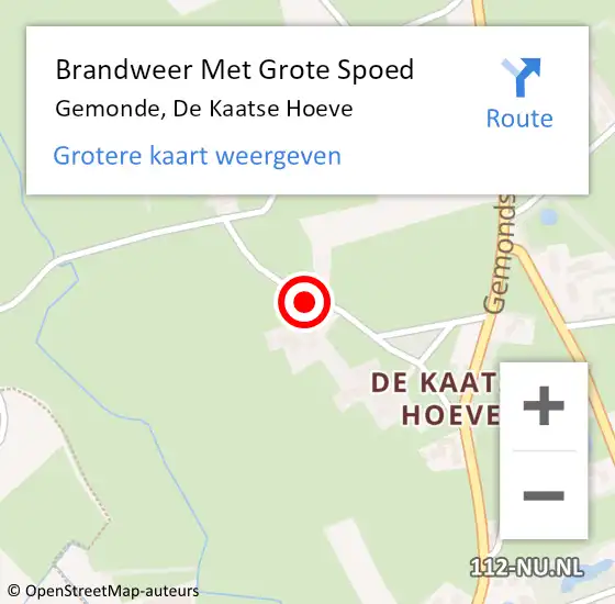 Locatie op kaart van de 112 melding: Brandweer Met Grote Spoed Naar Gemonde, De Kaatse Hoeve op 18 juli 2021 14:13