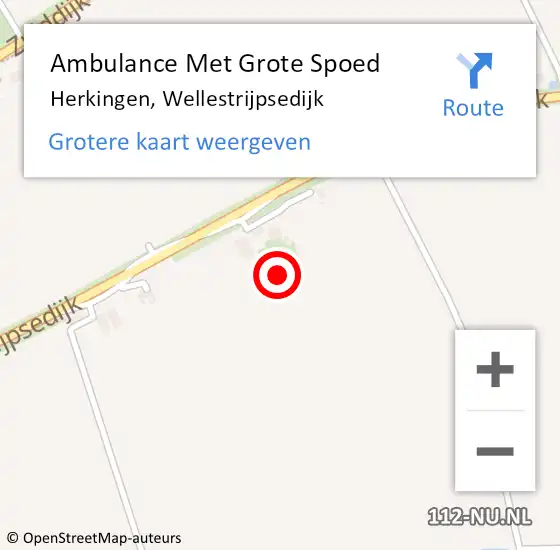 Locatie op kaart van de 112 melding: Ambulance Met Grote Spoed Naar Herkingen, Wellestrijpsedijk op 18 juli 2021 14:26