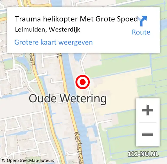 Locatie op kaart van de 112 melding: Trauma helikopter Met Grote Spoed Naar Leimuiden, Westerdijk op 18 juli 2021 14:43