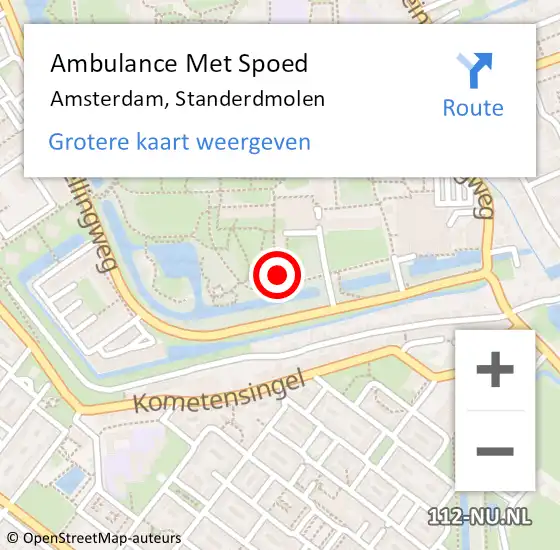 Locatie op kaart van de 112 melding: Ambulance Met Spoed Naar Amsterdam, Standerdmolen op 18 juli 2021 15:03