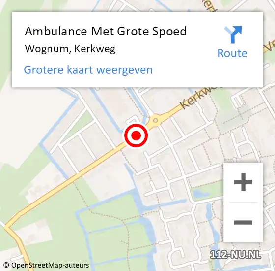 Locatie op kaart van de 112 melding: Ambulance Met Grote Spoed Naar Wognum, Kerkweg op 18 juli 2021 15:05