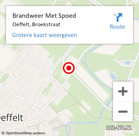 Locatie op kaart van de 112 melding: Brandweer Met Spoed Naar Oeffelt, Broekstraat op 18 juli 2021 15:05