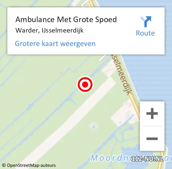 Locatie op kaart van de 112 melding: Ambulance Met Grote Spoed Naar Warder, IJsselmeerdijk op 18 juli 2021 15:05