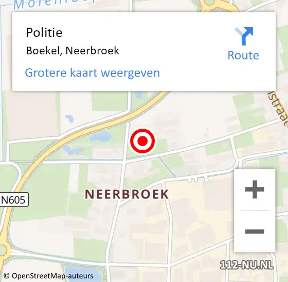 Locatie op kaart van de 112 melding: Politie Boekel, Neerbroek op 18 juli 2021 15:08