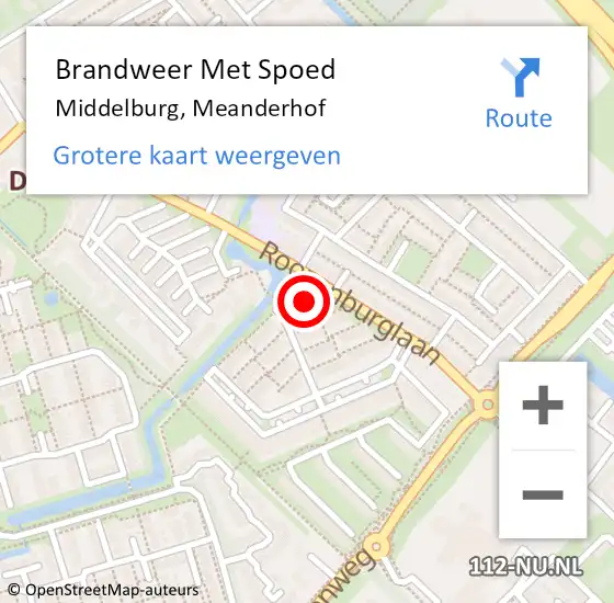 Locatie op kaart van de 112 melding: Brandweer Met Spoed Naar Middelburg, Meanderhof op 18 juli 2021 15:12