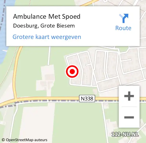 Locatie op kaart van de 112 melding: Ambulance Met Spoed Naar Doesburg, Grote Biesem op 18 juli 2021 15:18