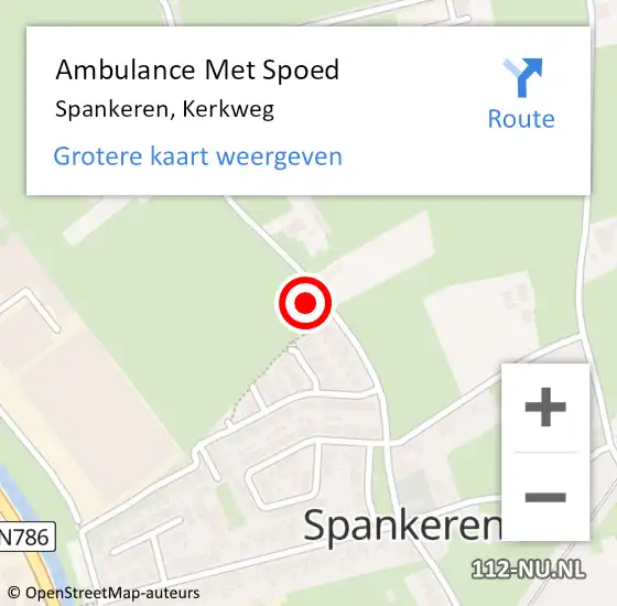 Locatie op kaart van de 112 melding: Ambulance Met Spoed Naar Spankeren, Kerkweg op 18 juli 2021 15:22