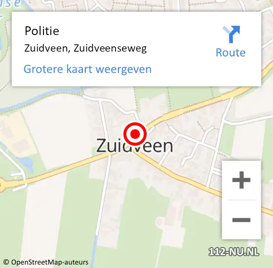 Locatie op kaart van de 112 melding: Politie Zuidveen, Zuidveenseweg op 18 juli 2021 15:32