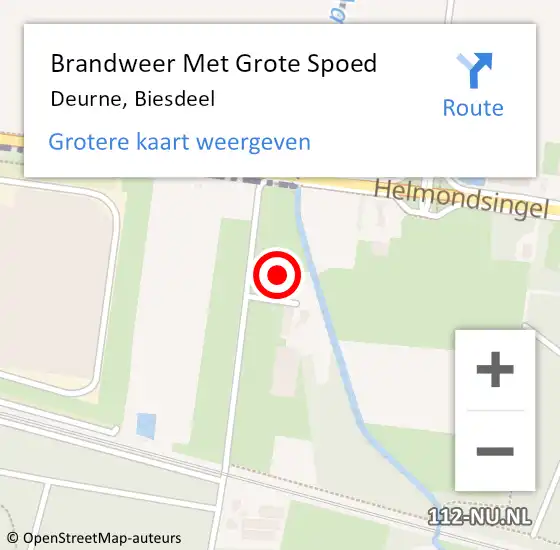 Locatie op kaart van de 112 melding: Brandweer Met Grote Spoed Naar Deurne, Biesdeel op 18 juli 2021 15:42