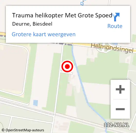 Locatie op kaart van de 112 melding: Trauma helikopter Met Grote Spoed Naar Deurne, Biesdeel op 18 juli 2021 15:43