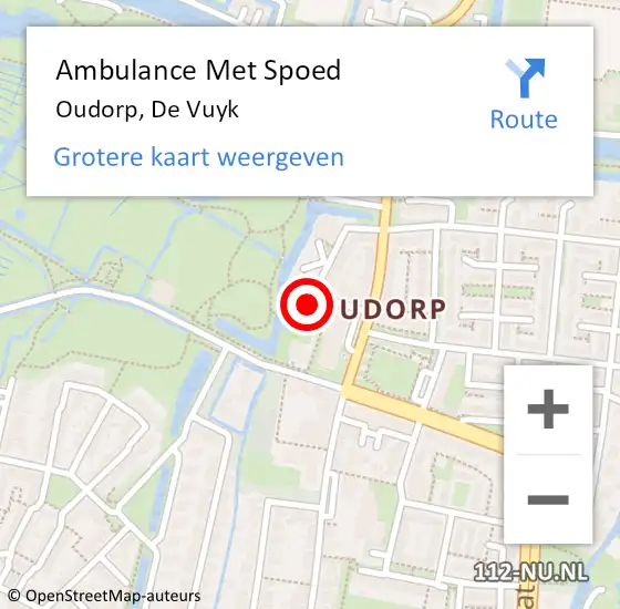 Locatie op kaart van de 112 melding: Ambulance Met Spoed Naar Oudorp, De Vuyk op 18 juli 2021 15:50