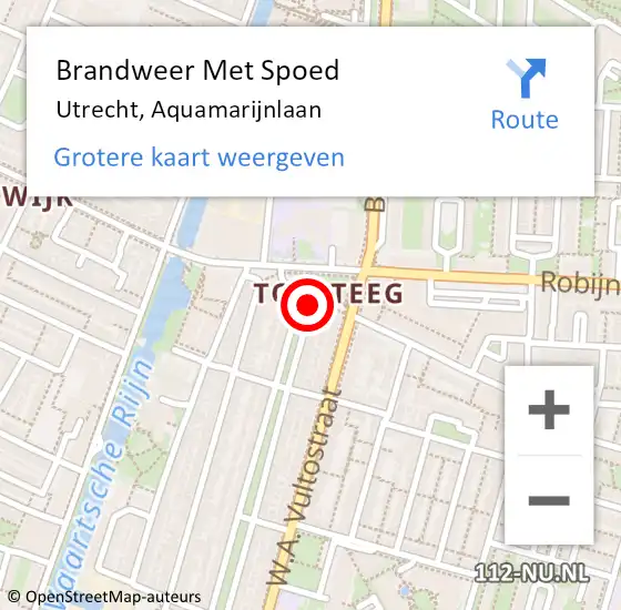 Locatie op kaart van de 112 melding: Brandweer Met Spoed Naar Utrecht, Aquamarijnlaan op 18 juli 2021 15:54