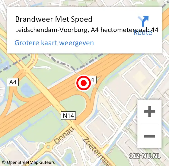 Locatie op kaart van de 112 melding: Brandweer Met Spoed Naar Leidschendam-Voorburg, A4 hectometerpaal: 44 op 18 juli 2021 16:14