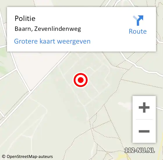 Locatie op kaart van de 112 melding: Politie Baarn, Zevenlindenweg op 18 juli 2021 16:21