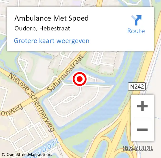 Locatie op kaart van de 112 melding: Ambulance Met Spoed Naar Oudorp, Hebestraat op 18 juli 2021 16:31