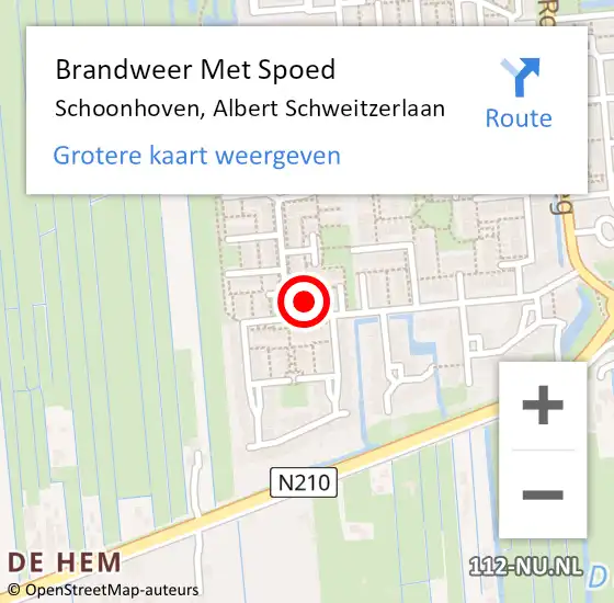 Locatie op kaart van de 112 melding: Brandweer Met Spoed Naar Schoonhoven, Albert Schweitzerlaan op 18 juli 2021 16:32