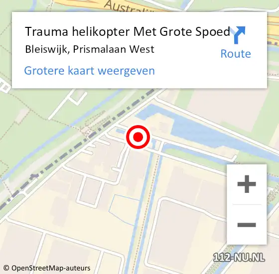 Locatie op kaart van de 112 melding: Trauma helikopter Met Grote Spoed Naar Bleiswijk, Prismalaan West op 18 juli 2021 16:42