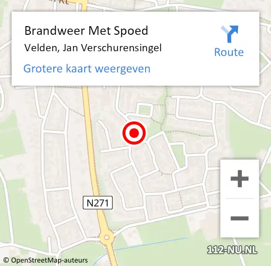 Locatie op kaart van de 112 melding: Brandweer Met Spoed Naar Velden, Jan Verschurensingel op 18 juli 2021 16:46