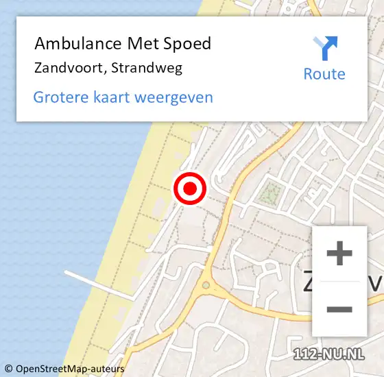 Locatie op kaart van de 112 melding: Ambulance Met Spoed Naar Zandvoort, Strandweg op 18 juli 2021 16:46