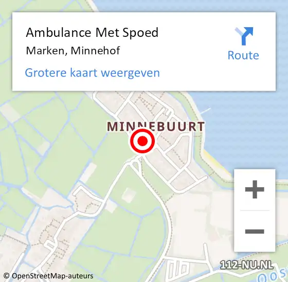 Locatie op kaart van de 112 melding: Ambulance Met Spoed Naar Marken, Minnehof op 18 juli 2021 17:11