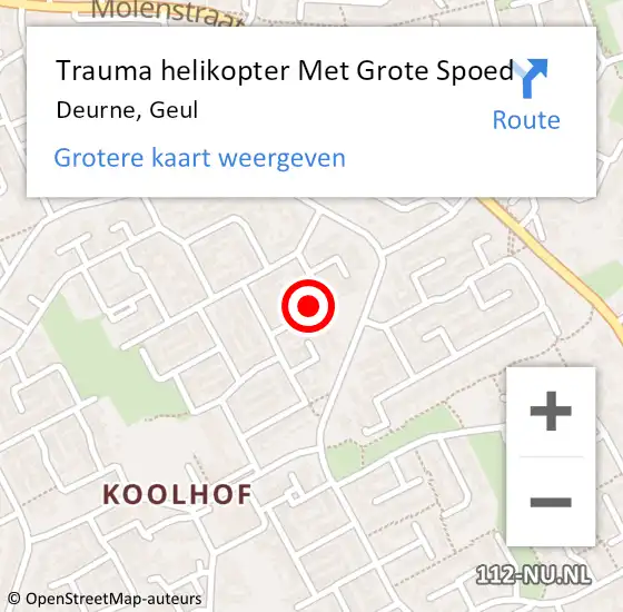 Locatie op kaart van de 112 melding: Trauma helikopter Met Grote Spoed Naar Deurne, Geul op 18 juli 2021 17:14