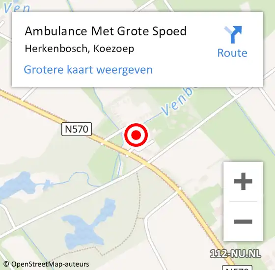 Locatie op kaart van de 112 melding: Ambulance Met Grote Spoed Naar Herkenbosch, Koezoep op 18 juli 2021 17:17