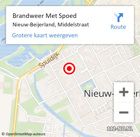 Locatie op kaart van de 112 melding: Brandweer Met Spoed Naar Nieuw-Beijerland, Middelstraat op 18 juli 2021 17:20