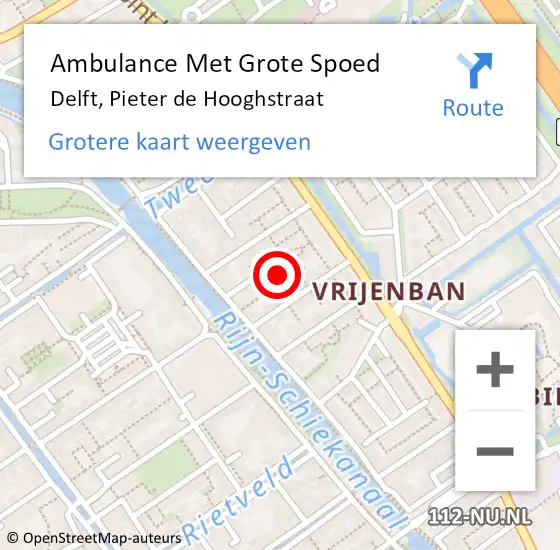 Locatie op kaart van de 112 melding: Ambulance Met Grote Spoed Naar Delft, Pieter de Hooghstraat op 18 juli 2021 17:27