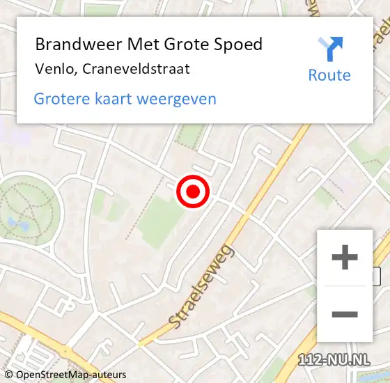 Locatie op kaart van de 112 melding: Brandweer Met Grote Spoed Naar Venlo, Craneveldstraat op 18 juli 2021 17:36