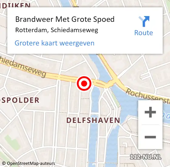Locatie op kaart van de 112 melding: Brandweer Met Grote Spoed Naar Rotterdam, Schiedamseweg op 18 juli 2021 17:41