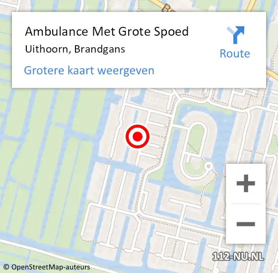 Locatie op kaart van de 112 melding: Ambulance Met Grote Spoed Naar Uithoorn, Brandgans op 18 juli 2021 18:06