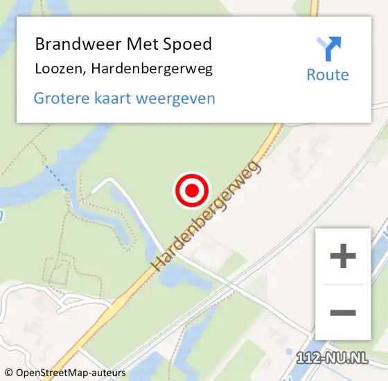 Locatie op kaart van de 112 melding: Brandweer Met Spoed Naar Loozen, Hardenbergerweg op 18 juli 2021 18:08