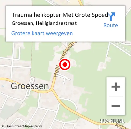 Locatie op kaart van de 112 melding: Trauma helikopter Met Grote Spoed Naar Groessen, Heiliglandsestraat op 18 juli 2021 18:09
