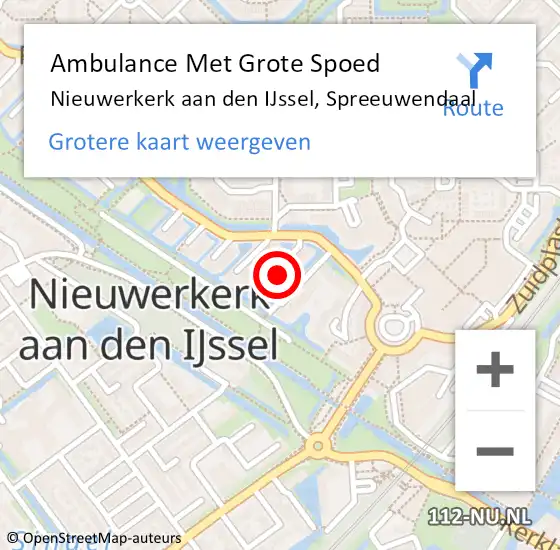 Locatie op kaart van de 112 melding: Ambulance Met Grote Spoed Naar Nieuwerkerk aan den IJssel, Spreeuwendaal op 18 juli 2021 18:13